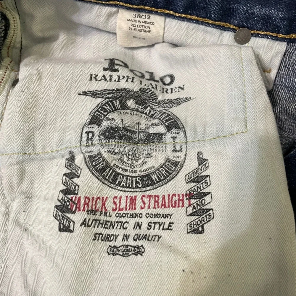 Polo Ralph Lauren Jeans Mens 38x32 Blue Varick Slim Straight Stretch Denim